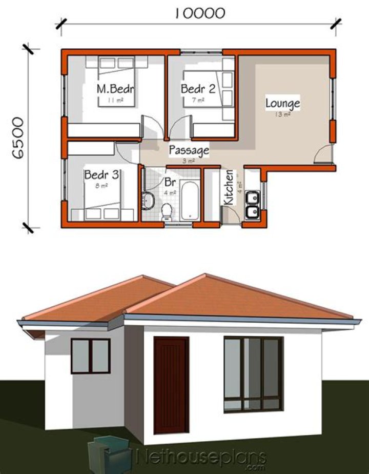 6 Room House Plan in Village – Downloadable PDF Blueprint
