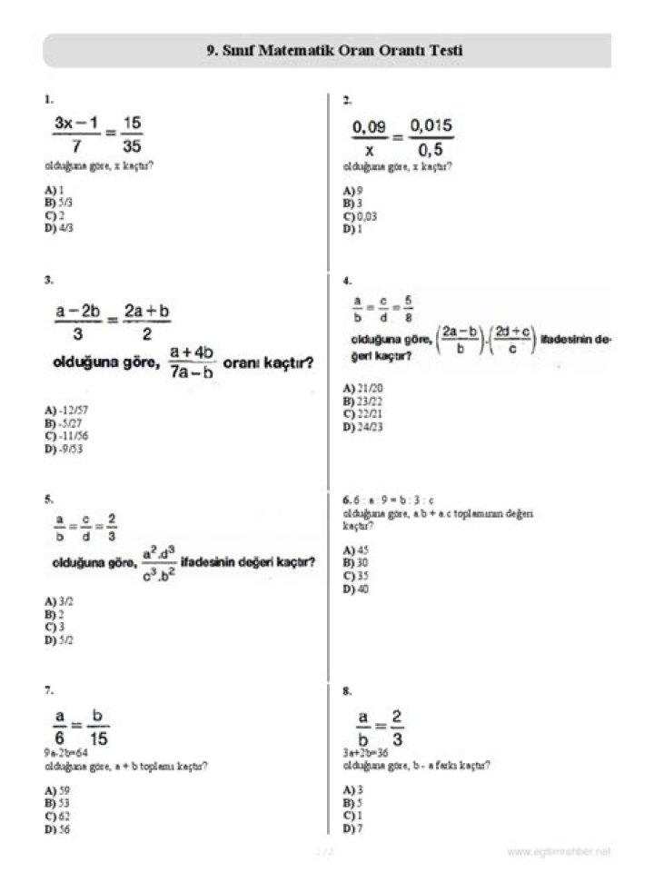 6 SÄ±nÄ±f Oran Test PDF: Accurate Results in Minutes