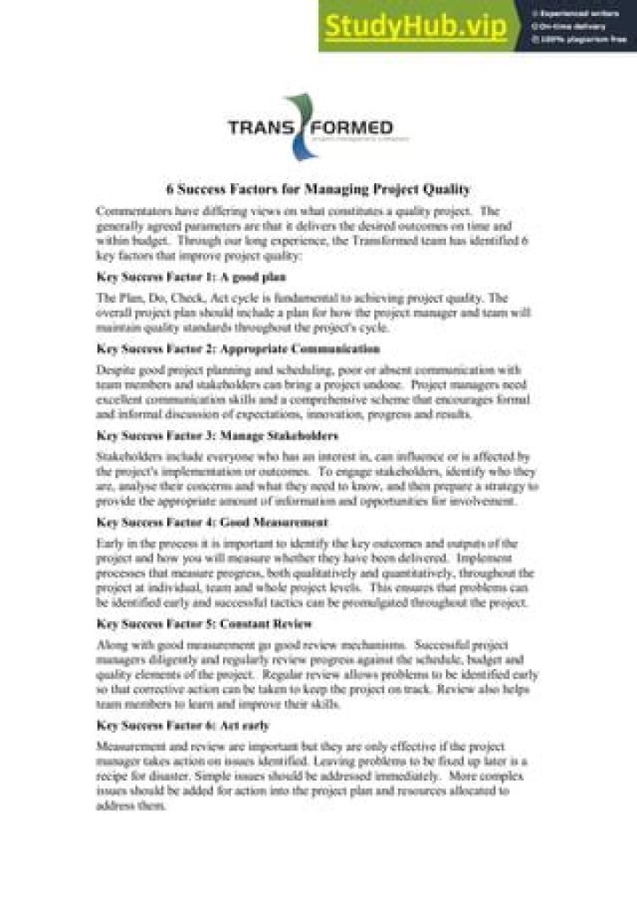 6 Success Factors for Managing Project Quality – Download the Essential PDF