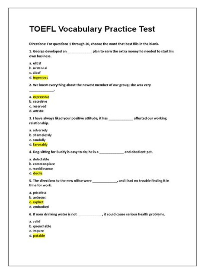 60 TOEFL Vocabulary Tests PDF: Boost Your Test Score