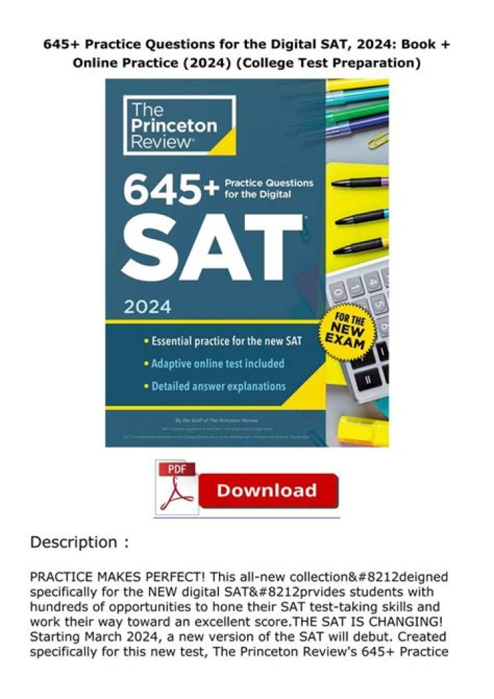 645 Practice Questions for the Digital SAT PDF – Perfect Prep