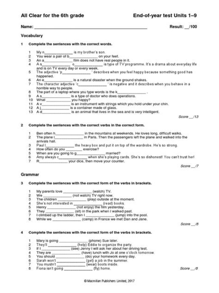 6th Grade End of Year Test PDF – Practice & Preparation