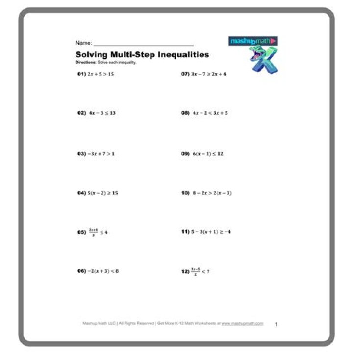 Free 6th Grade Equations and Inequalities Test PDF Practice
