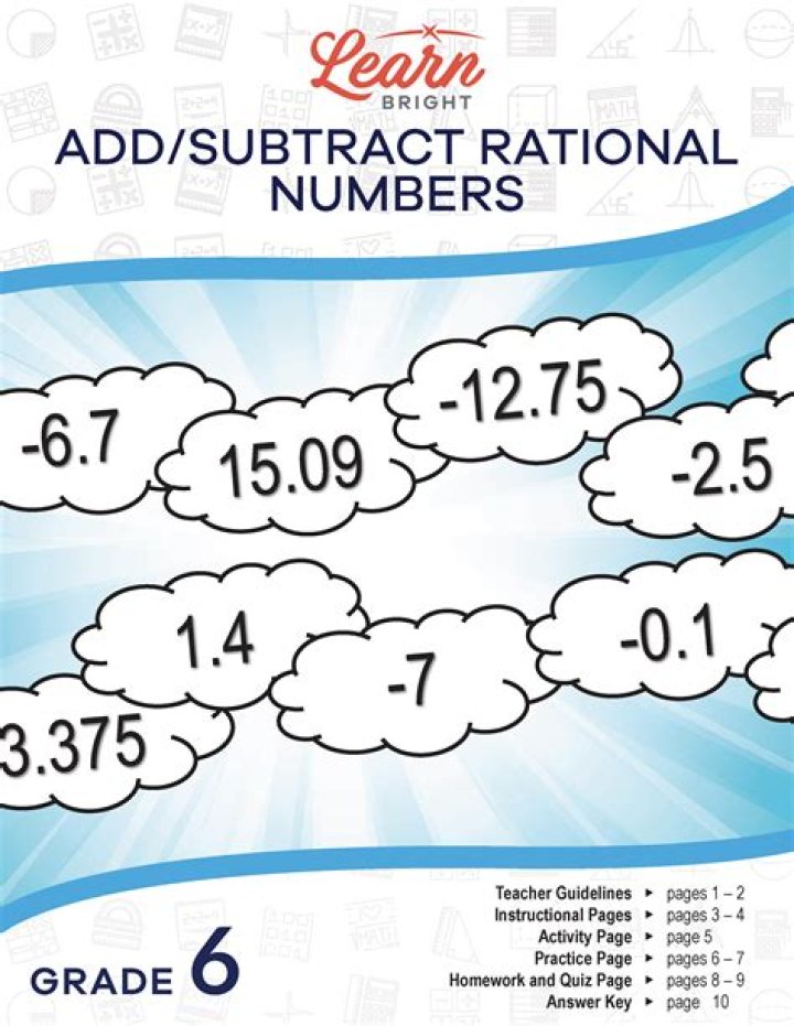 6th Grade Rational Numbers Practice Test PDF – Instant Download