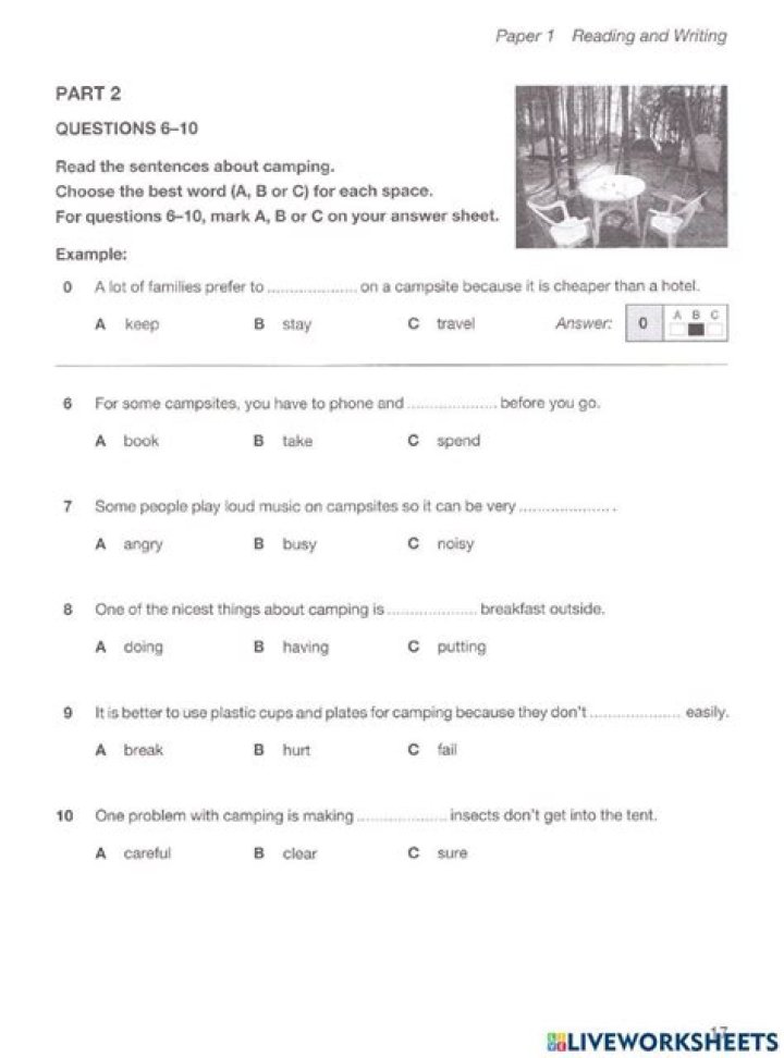 6th Grade Reading and Writing Test PDF for Practice