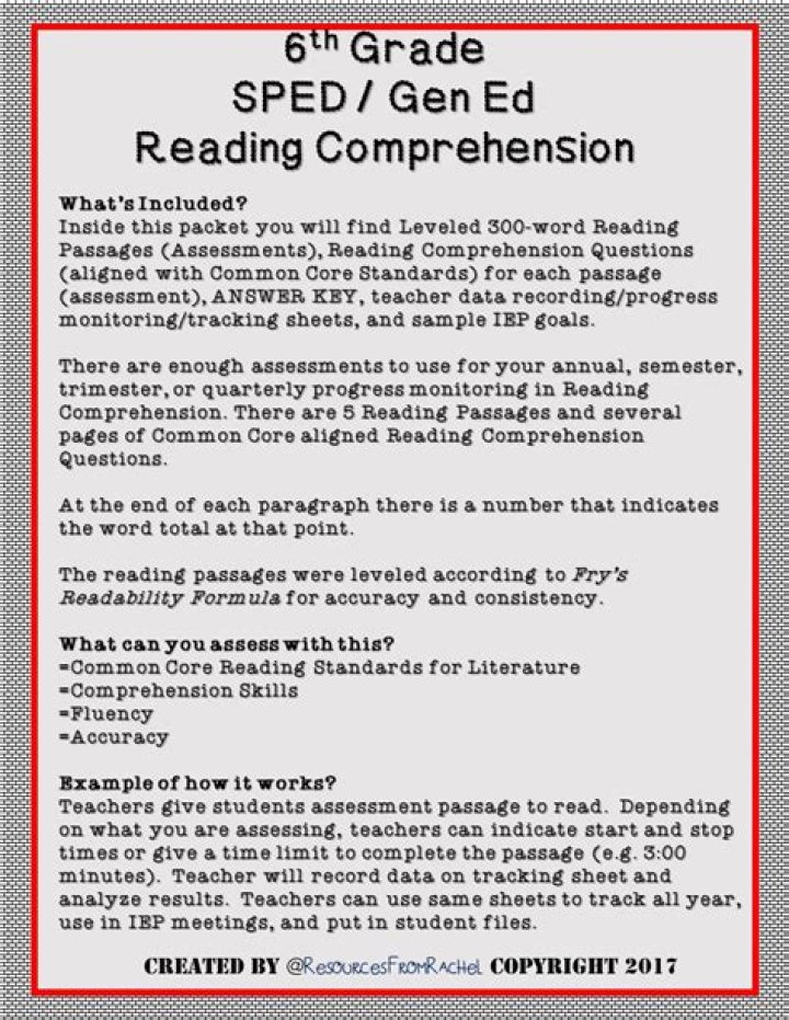 Free 6th Grade Reading Test PDF for Classroom Use
