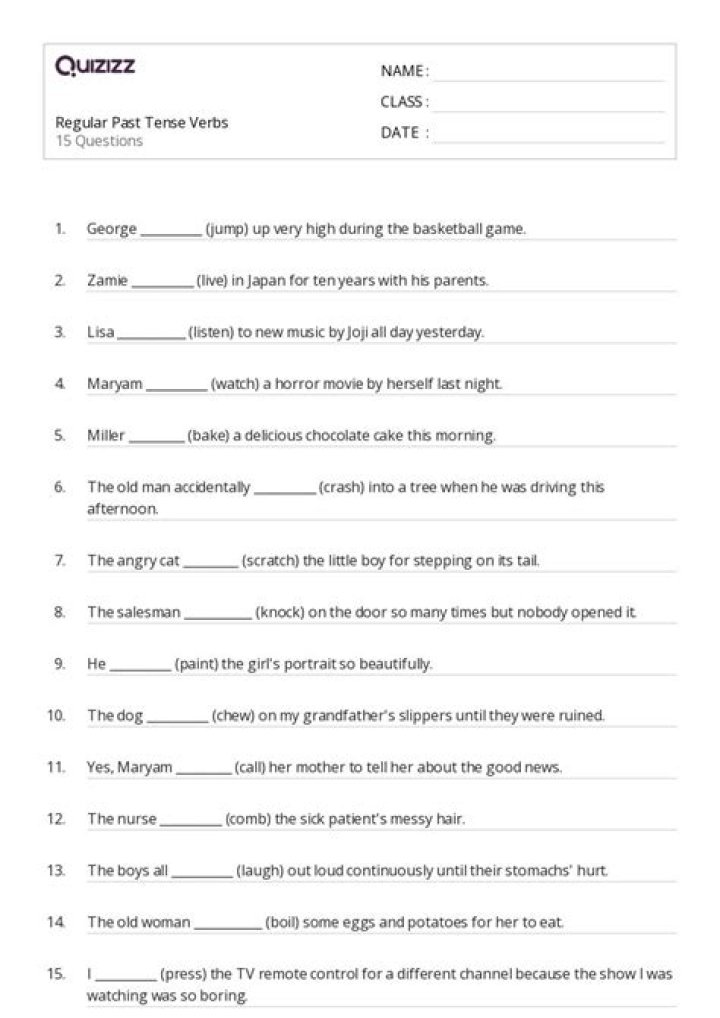 6th Grade Verb Test PDF – Practice & Master Verbs for 6th Grade
