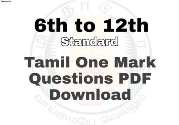 6th Std Tamil One Mark Questions PDF for Easy Revision