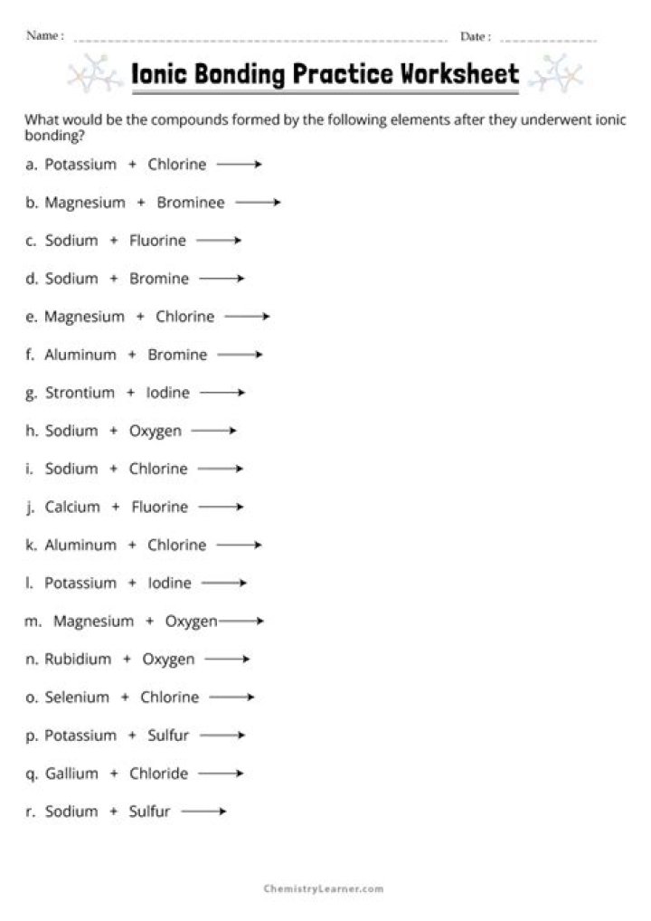 7.2 Ionic Bonds and Ionic Compounds Worksheet Answers PDF