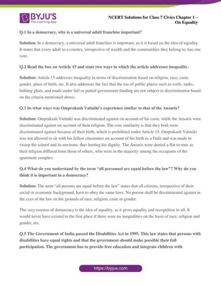 7th Grade Civics Chapter 1 Questions PDF Download