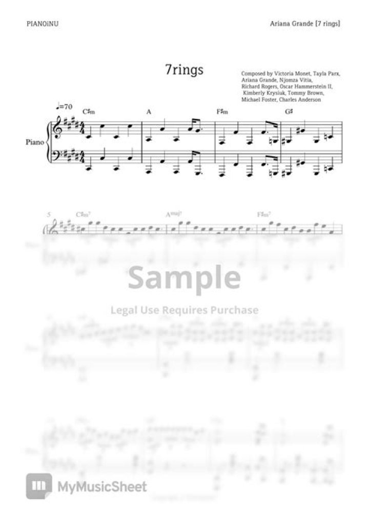 7 Rings Piano Sheet Music PDF – Instant Download