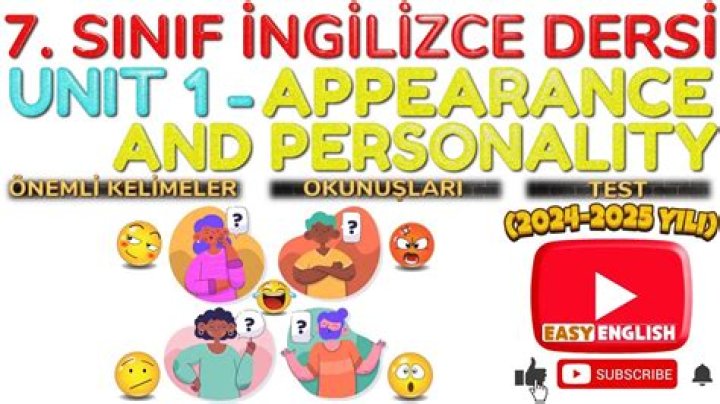 7. Sınıf İngilizce Appearance & Personality Test PDF Download