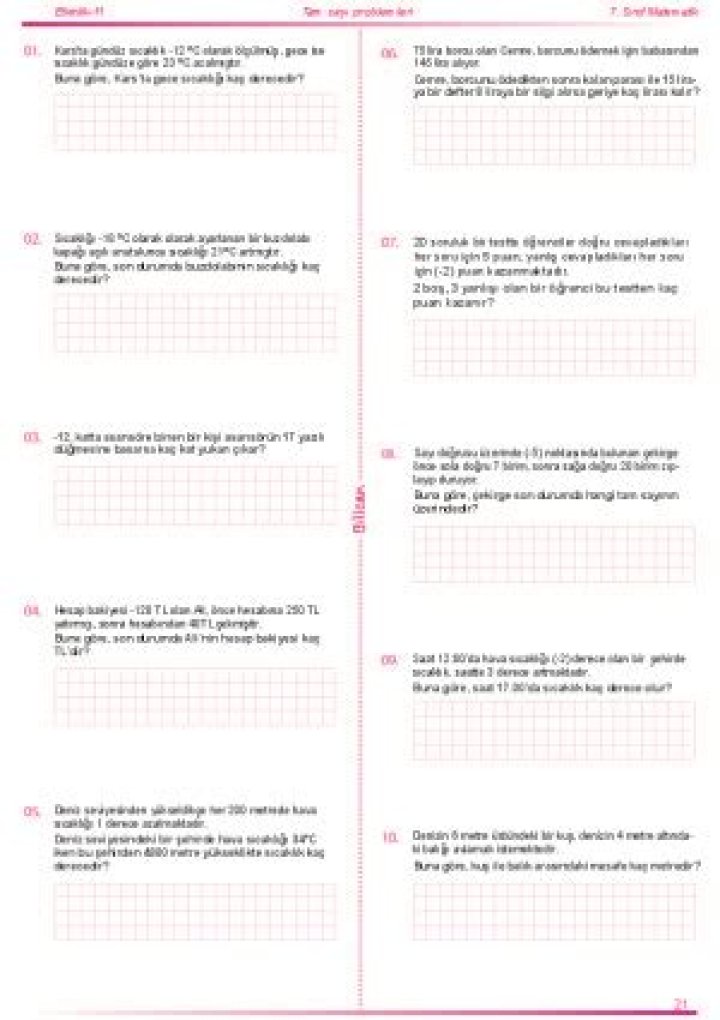 7.sÄ±nAf Matematik Yüzde Problemleri Test PDF Öğren Meç Testleri