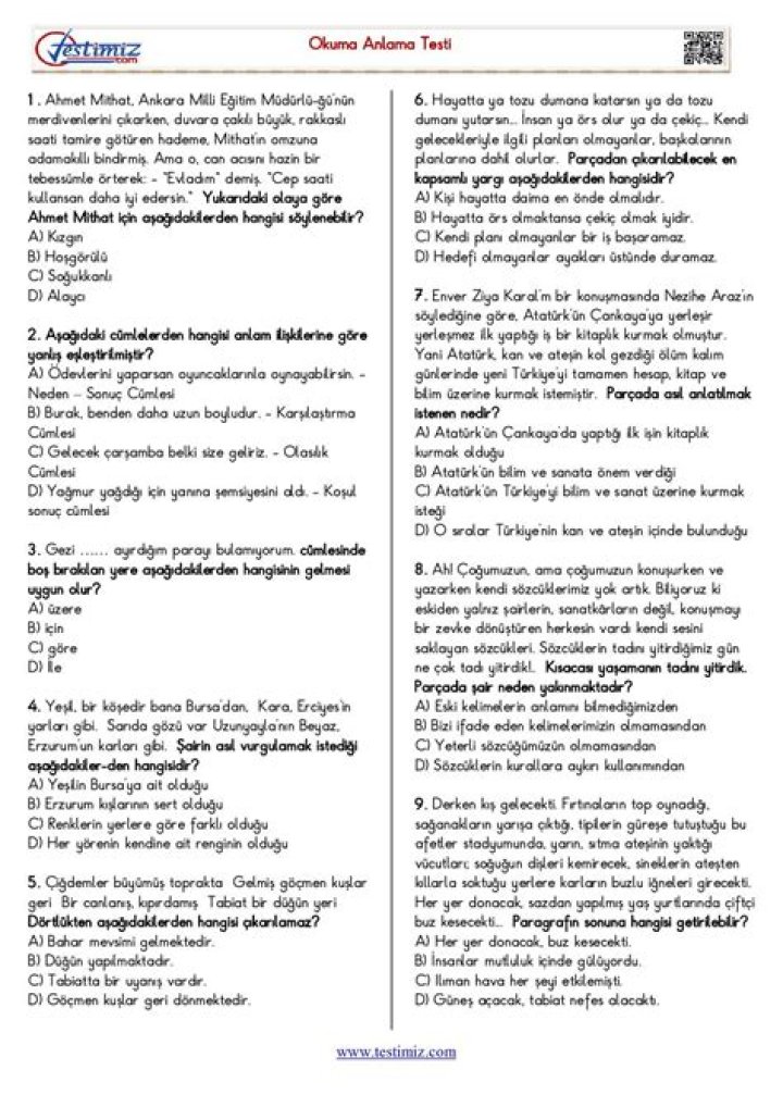 7. SÃNİÇAF PARÇADA ANLAM TEST PDF – VERIFIED RESULTS & INSIGHTS