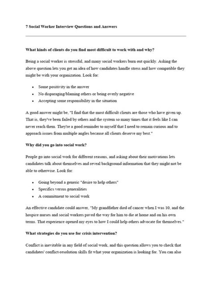 7 Essential Social Worker Interview Questions & Answers PDF