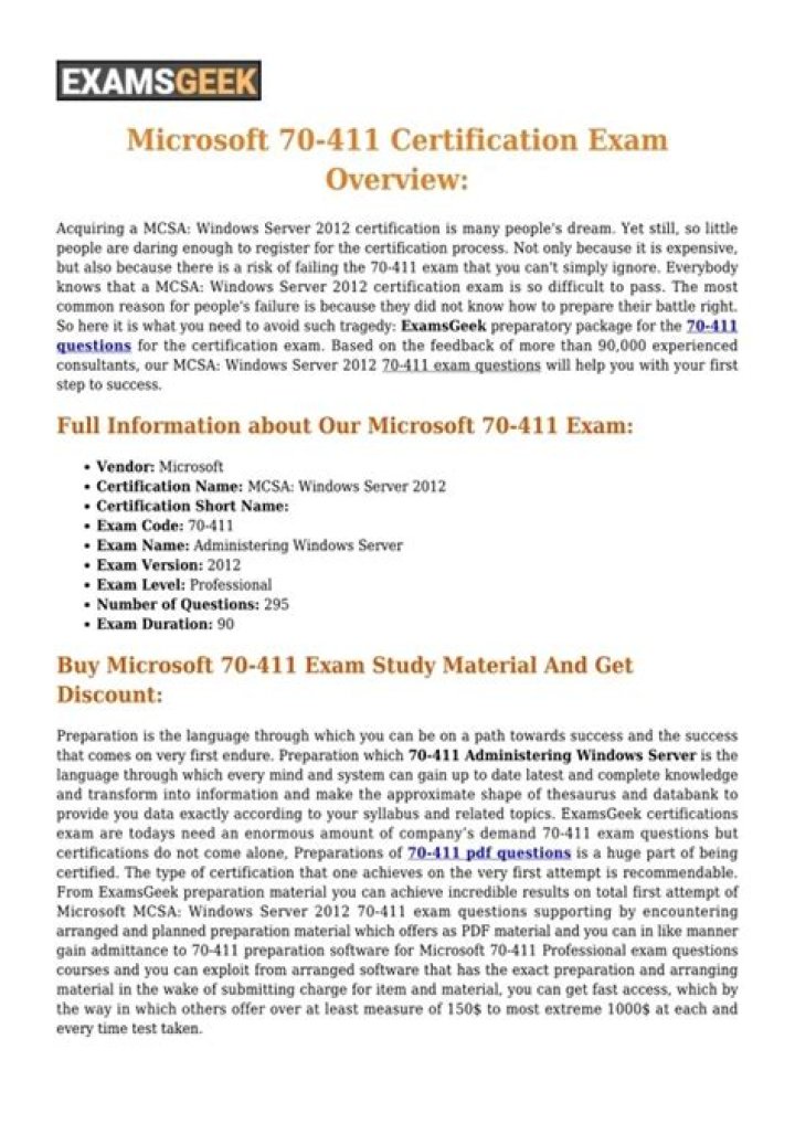 70 411 Exam Questions PDF: Practice Tests & Study Guide