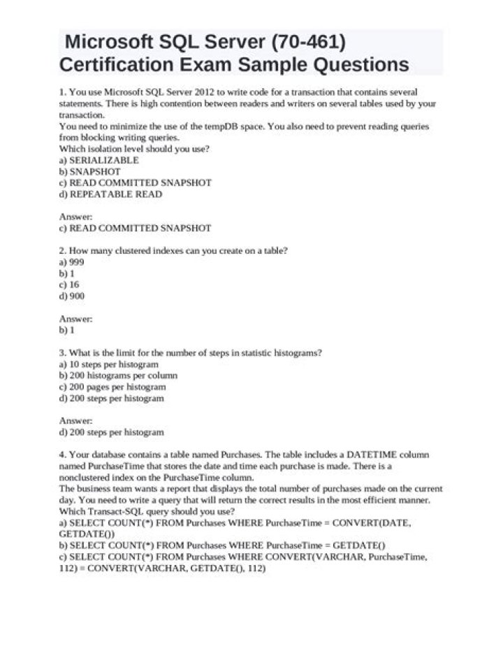 70 461 Sample Questions PDF – Instant Practice & Prep