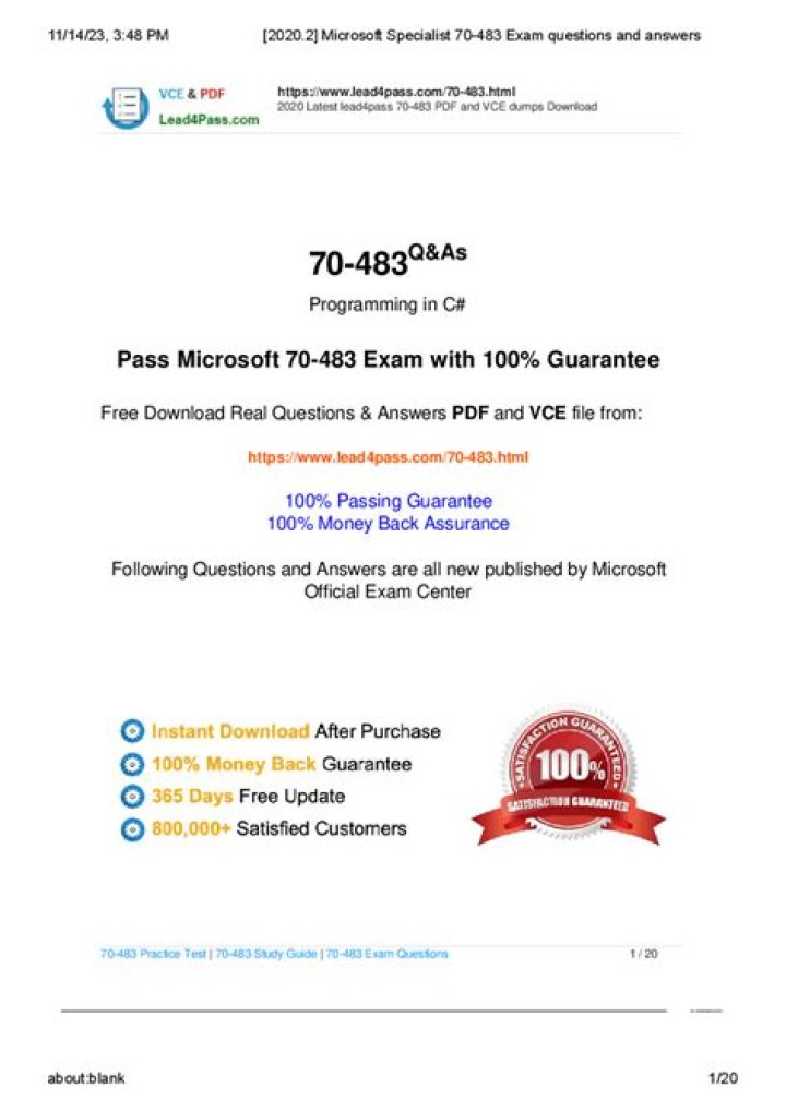 70-483 Questions PDF: Expert Guide & Answer Key