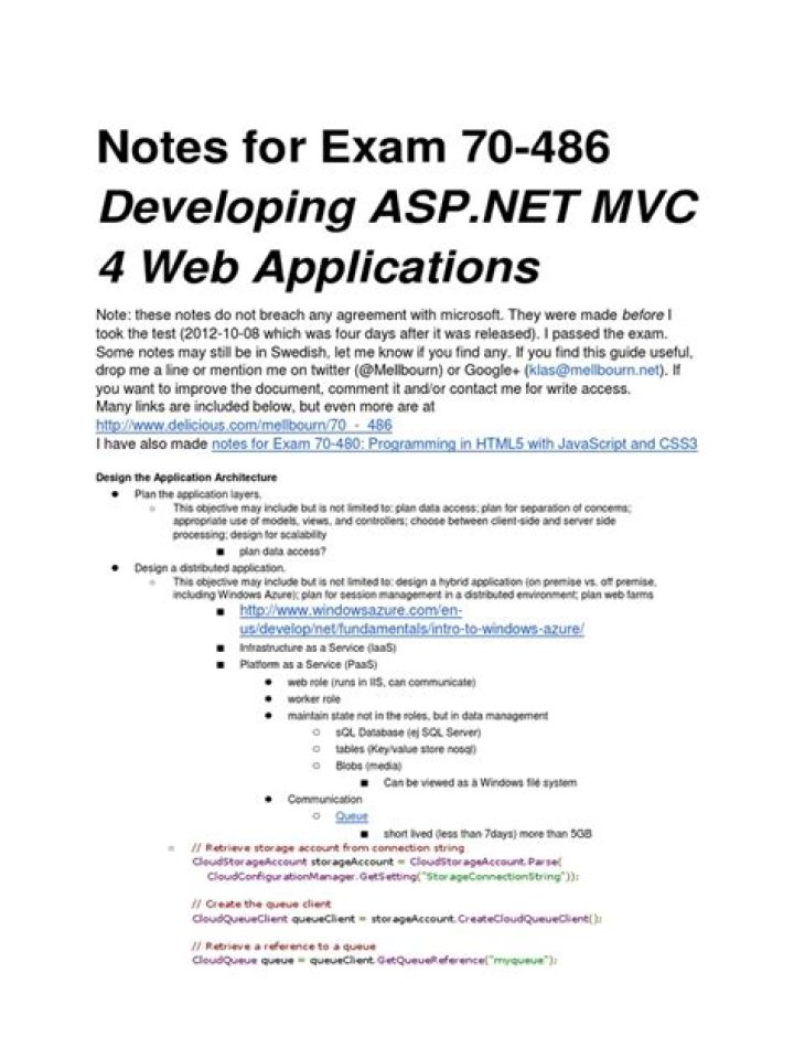70-486 Official Microsoft Practice Test PDF for Asp.NET Web Development