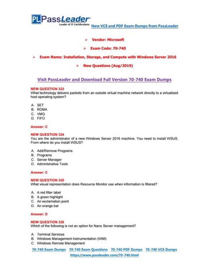 70 740 Exam Questions & Answers PDF – Free Download
