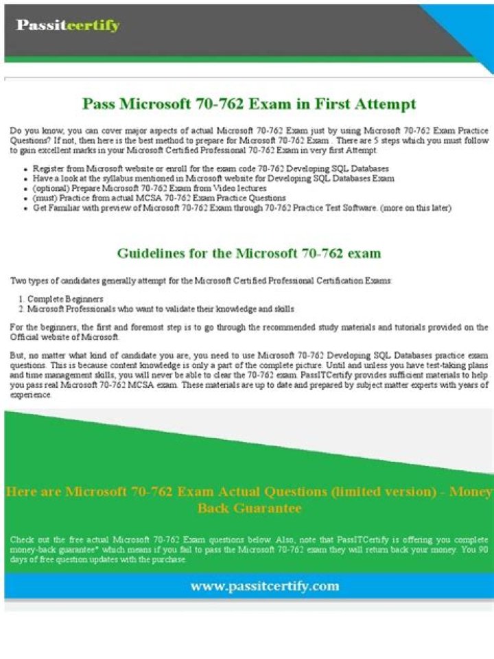 70-762 Exam Questions PDF: Practice Tests & Solutions