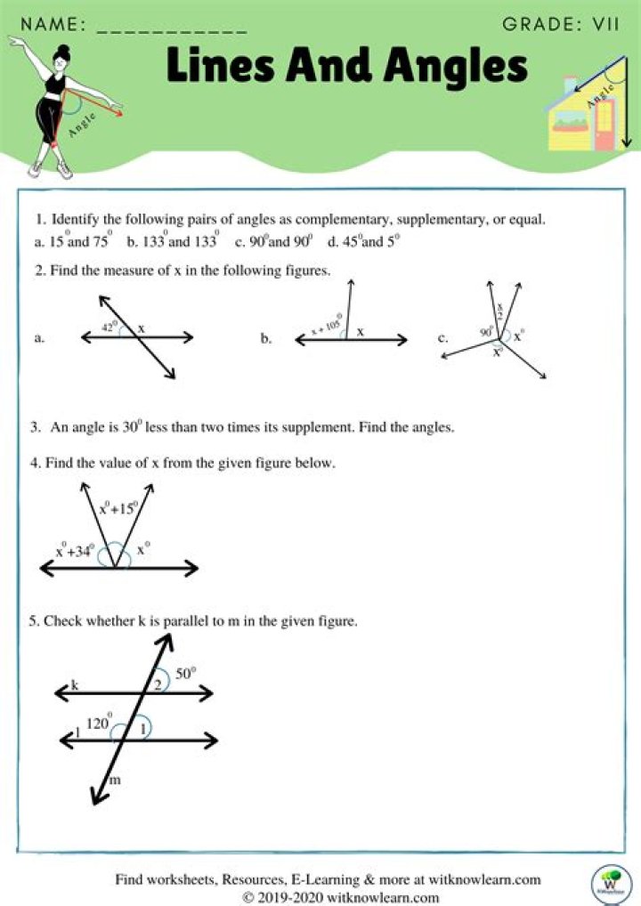 7th Grade Angles Worksheet PDF for Practice & Learning