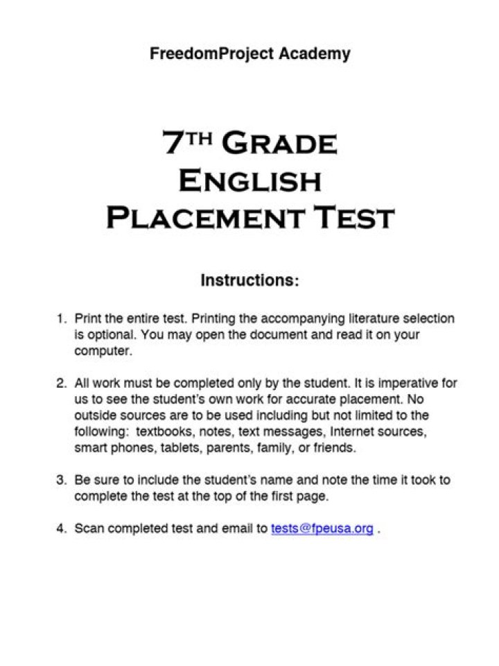 7th Grade English Placement Test PDF – Ready for 7th Grade Success