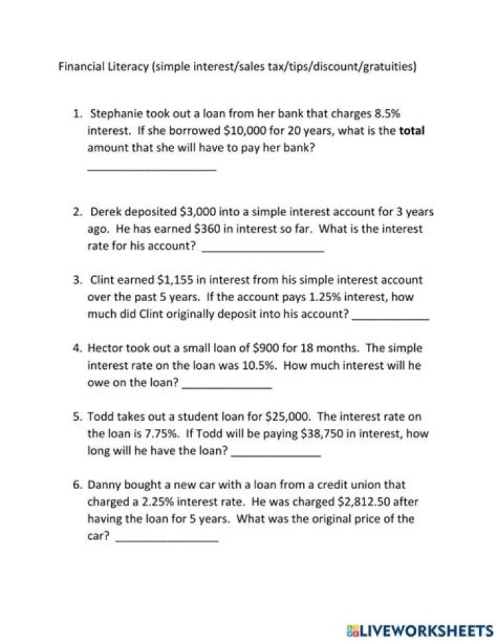 7th Grade Financial Literacy Worksheets PDF – Printable Practice for Students