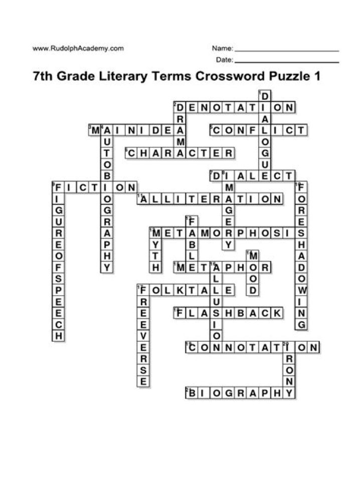 7th Grade Literary Terms Test PDF – Free Practice Worksheet