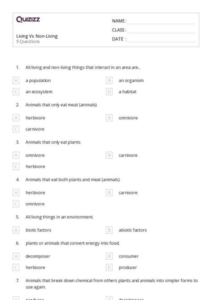 7th Grade Living vs Non-Living Things Test PDF – Instant Practice & Quiz
