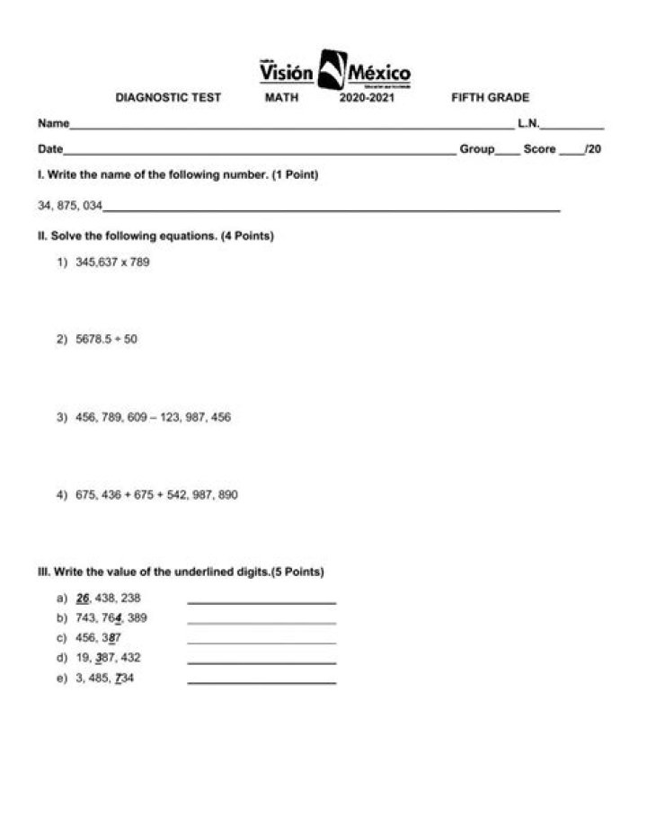 7th Grade Math Diagnostic Test with Answer Key PDF – Instant Grade Practice
