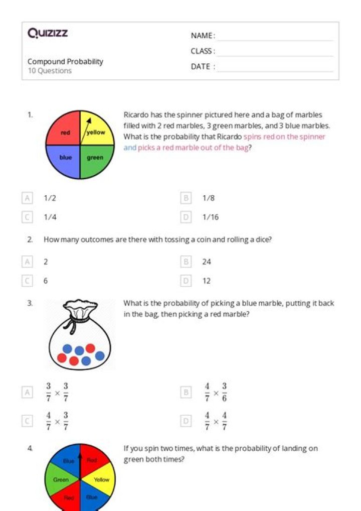 7th Grade Probability Questions & Answers PDF – Practice Tests & Solutions