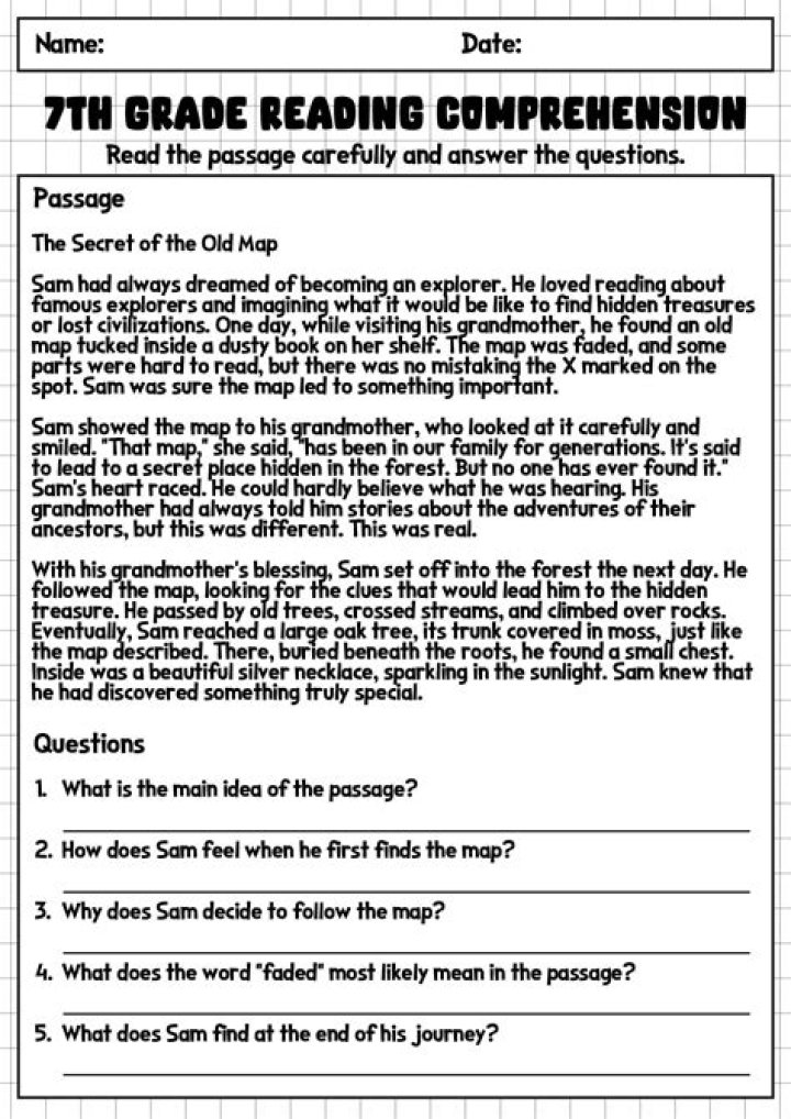 7th Grade Reading Comprehension Test PDF: Practice & Prep