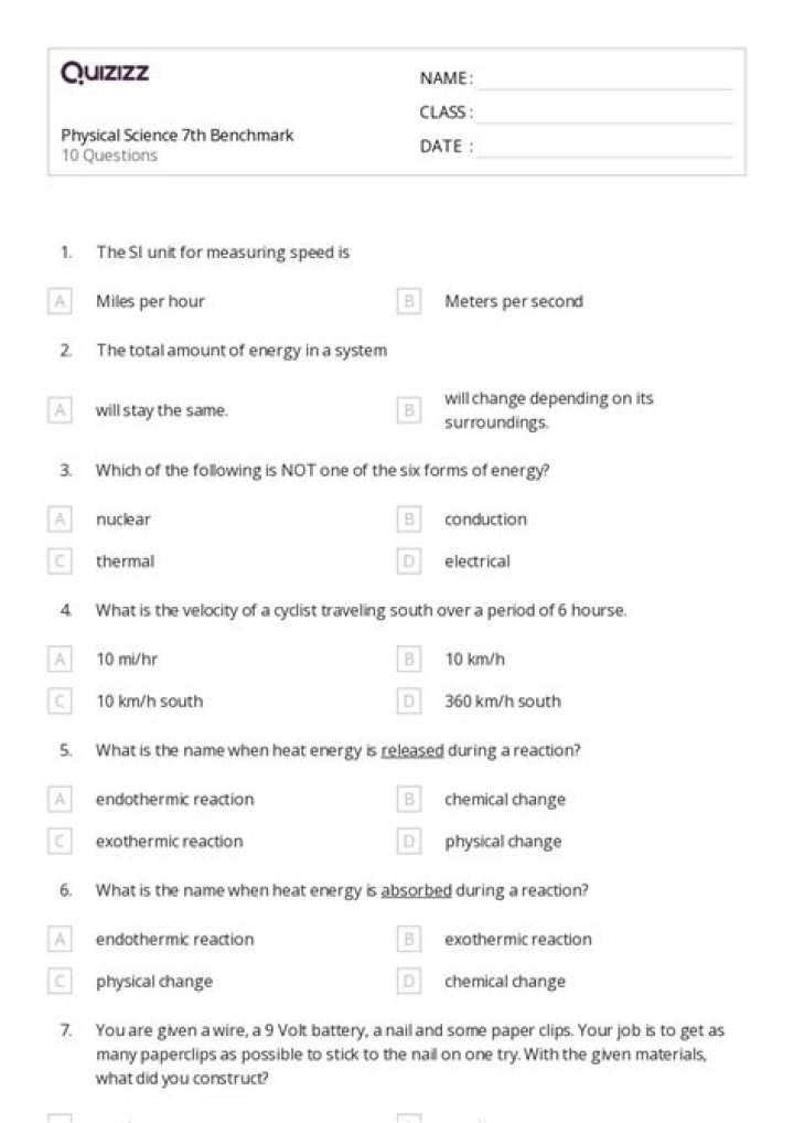 7th Grade Science Benchmark Test PDF – Practice & Prepare
