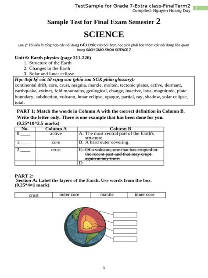 7th Grade Science Final Exam Practice Test PDF – Instant Download