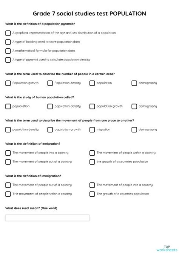 7th Grade Social Studies Questions and Answers PDF for Students