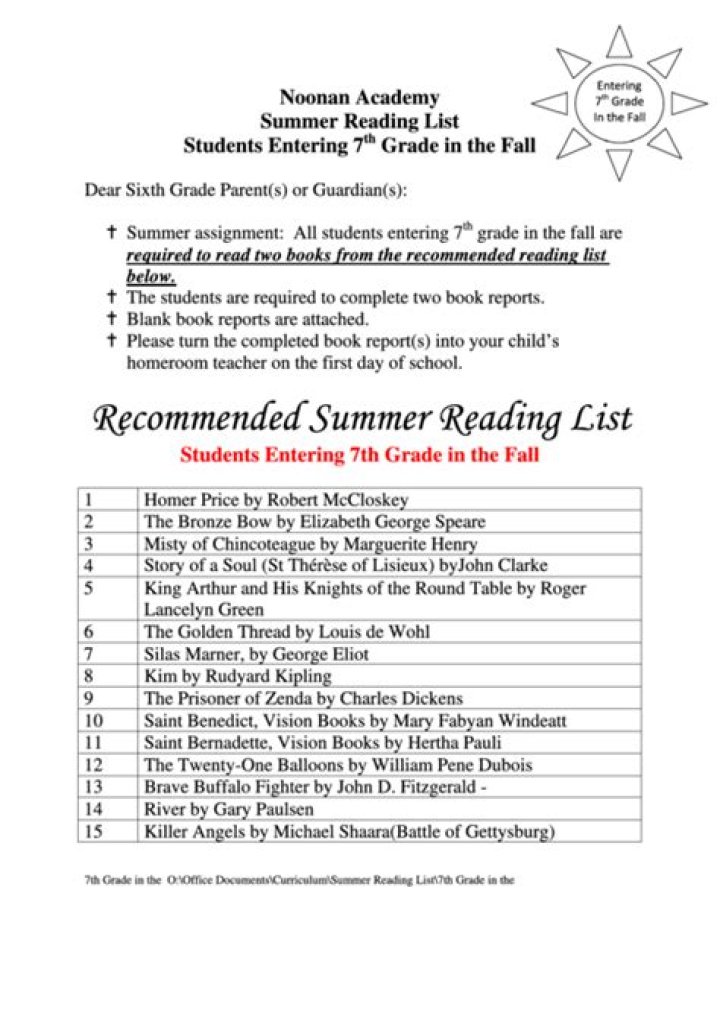 7th Grade Summer Reading List PDF: Top Books to Keep Skills Sharp