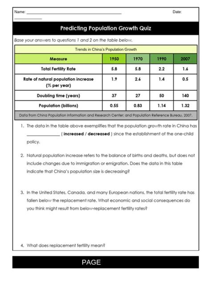 8.2 Predicting Population Growth: PDF Answer Key & Analysis