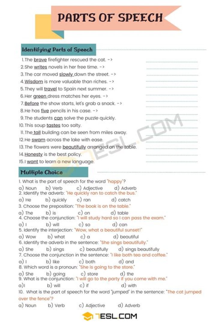 8 Parts of Speech Test with Answers PDF – Practice & Master Grammar