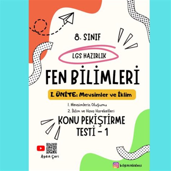 8. Sâňıf Fen Bilimleri Mevsimler ve İklim Test PDF – Uzun Çağın Belirli Çağdaş Analiz