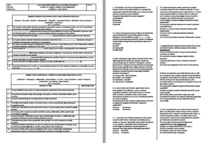 8. Sâñıf İnkılap Tarihi 4. Unite Test PDF – Download Now