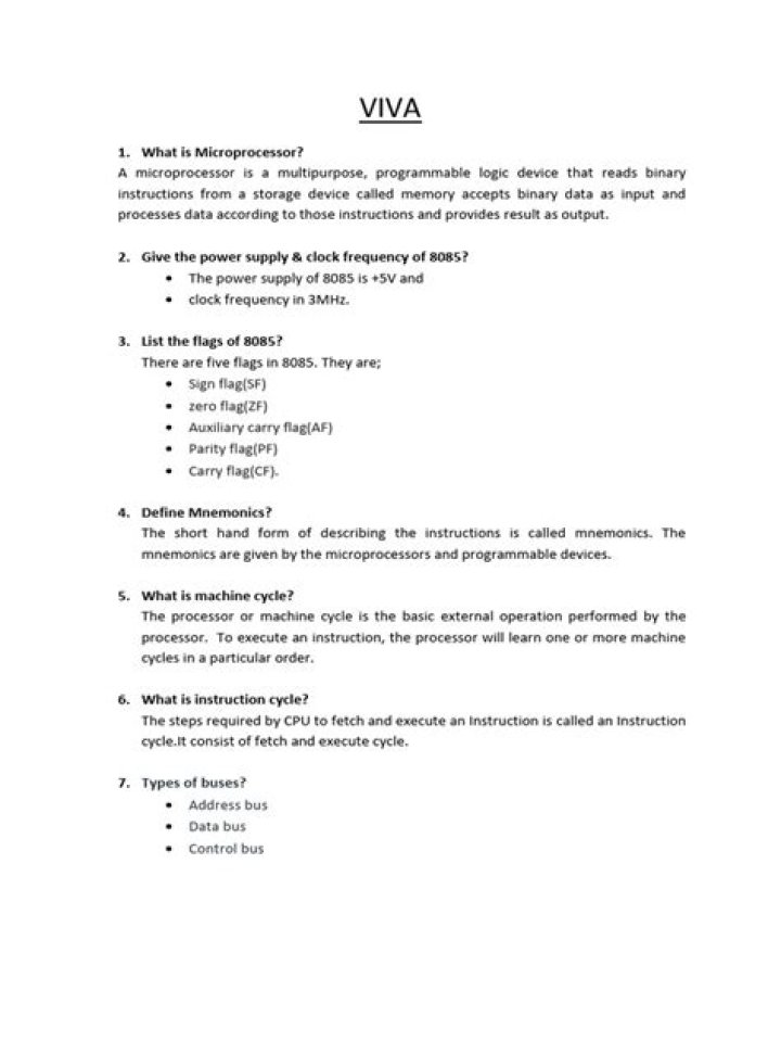 8085 Microprocessor Viva Questions PDF – Expert Practice Guide