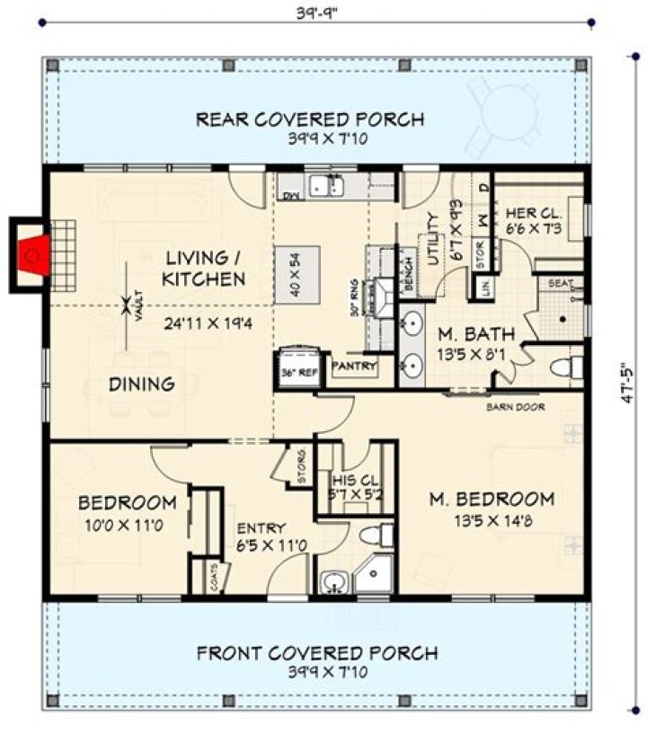 850 Square Feet 2-Bedroom House Plans PDF – Affordable & Compact