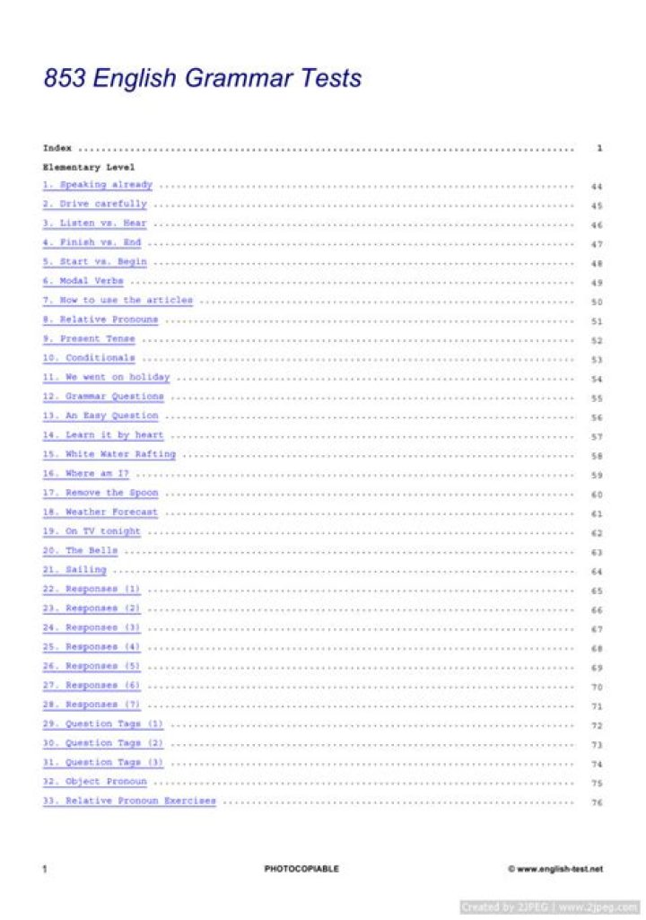853 English Grammar Tests PDF – Practice & Improve Your Skills