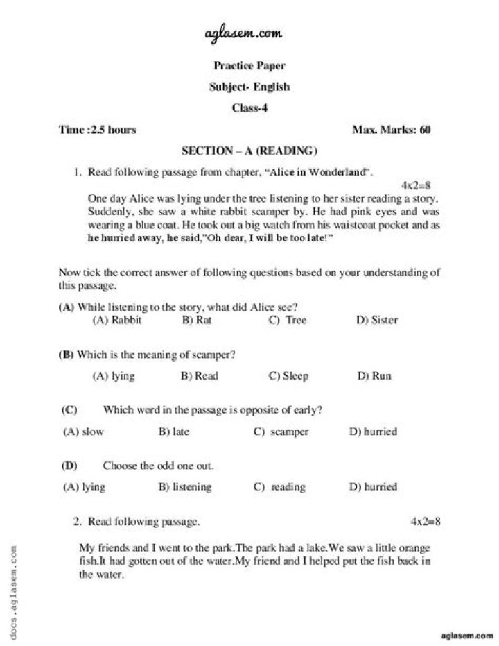 8th English Question Paper 2019 PDF Download – Complete Exams