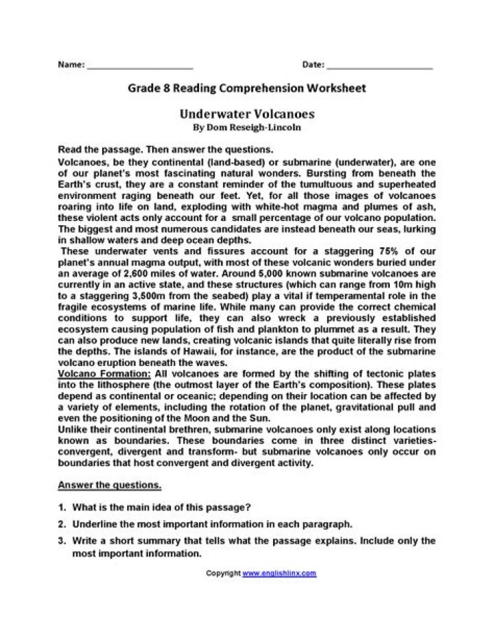 8th Grade Reading Comprehension Test with Answers PDF – Instant Download