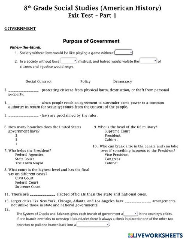 Free 8th Grade Social Studies Test PDF for Practice & Review