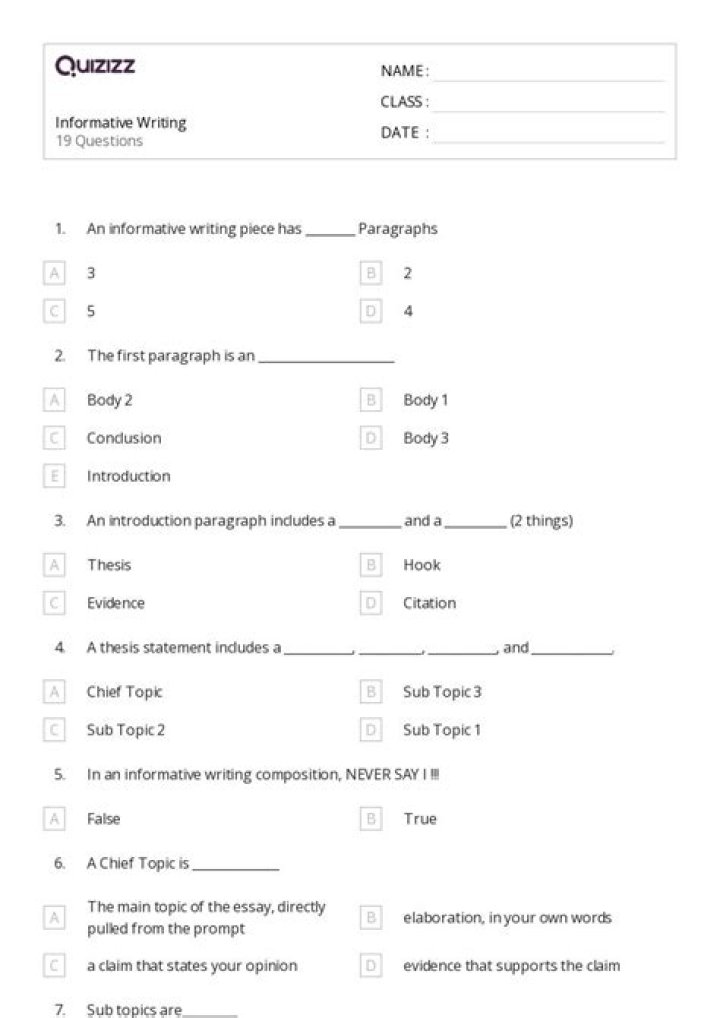 8th Grade Writing Worksheets PDF – Free Printable Practice