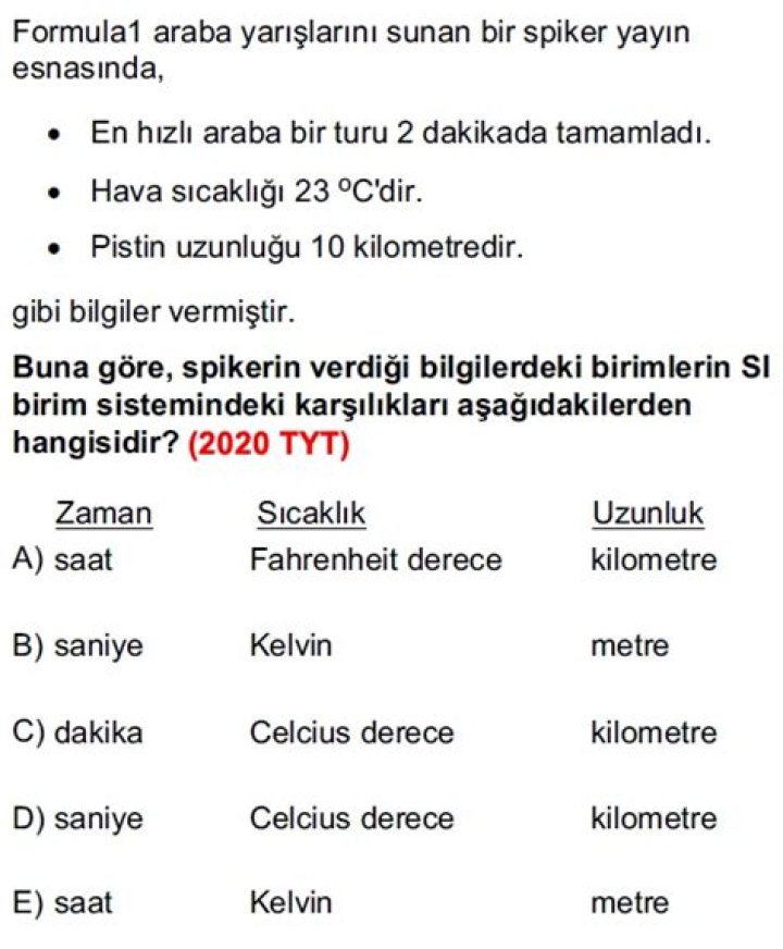9. Sanıf Fizik 1. Unite Test PDF Download