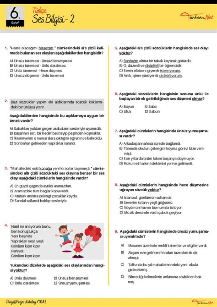 9.sÄ±nÄ±f Ses Olaylar Test PDF – İnformasyon ve Analizi